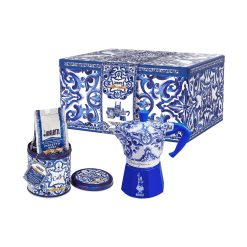 Bialetti Set Moka Express Blu Mediterraneo 3 Tz E Perfetto Moka Autentico